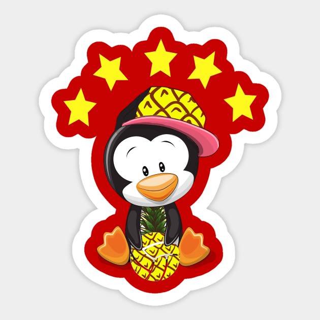 FUNNY PINAPPLE VOLLEYBALL PENGUIN Sticker by Oliverwillson